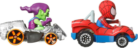 Hot Wheels Carros de brinquedo, conjunto de 2 veículos fundidos RacerVerse com drivers de personagens otimizados para desempenho na pista RacerVerse (os estilos podem variar), HRT90