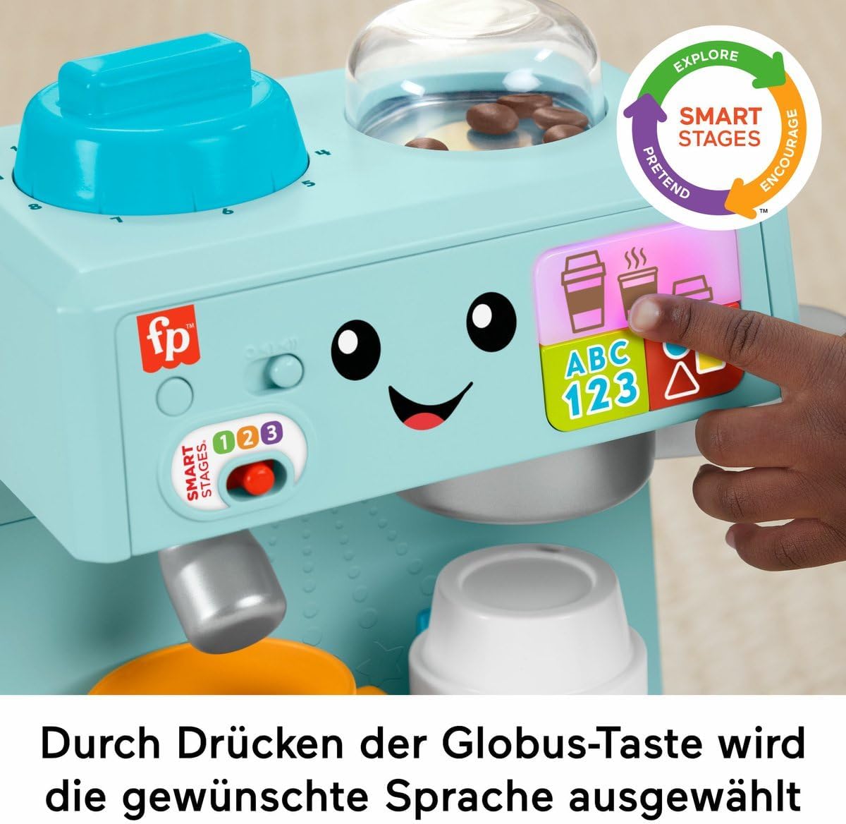 Fisher-Price Brinquedo My Barista Conjunto com Níveis de Aprendizagem e 10 Peças, a partir de 18 Meses, Versão Multilíngue, HYT00