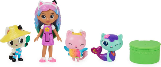 Gabby’s Dollhouse, Conjunto de figuras Gabby e Amigos com boneca Gabby Arco-Íris, 3 figuras de brinquedo e acessório surpresa. Brinquedos infantis para crianças a partir de 3 anos.