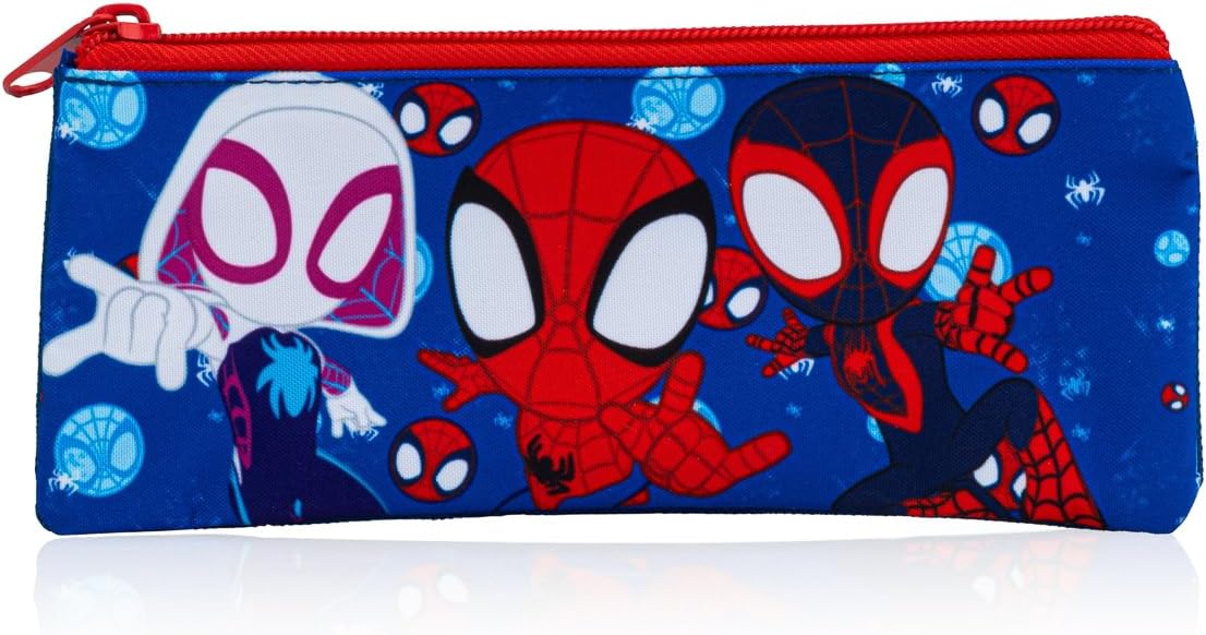 Conjunto Escolar Marvel Homem-Aranha e Seus Incríveis Amigos com Mochila (4 peças) | Inclui Mochila, Lancheira, Garrafa de Água e Estojo | Itens Essenciais para a Volta às Aulas | Bolso Canguru e Bolso Lateral em Tela