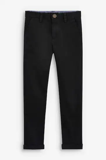 |Chico Grande| Pantalón chino elástico - Negro (3-17 años)