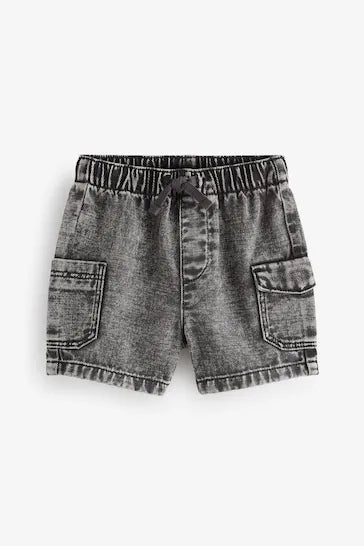 |Boy| Shorts Jeans Cargo Pull-On - Cinza (3 meses a 7 anos)