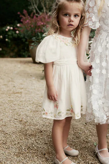 |BigGirl| Vestido Branco De Algodão Bordado (3 meses - 10 anos)