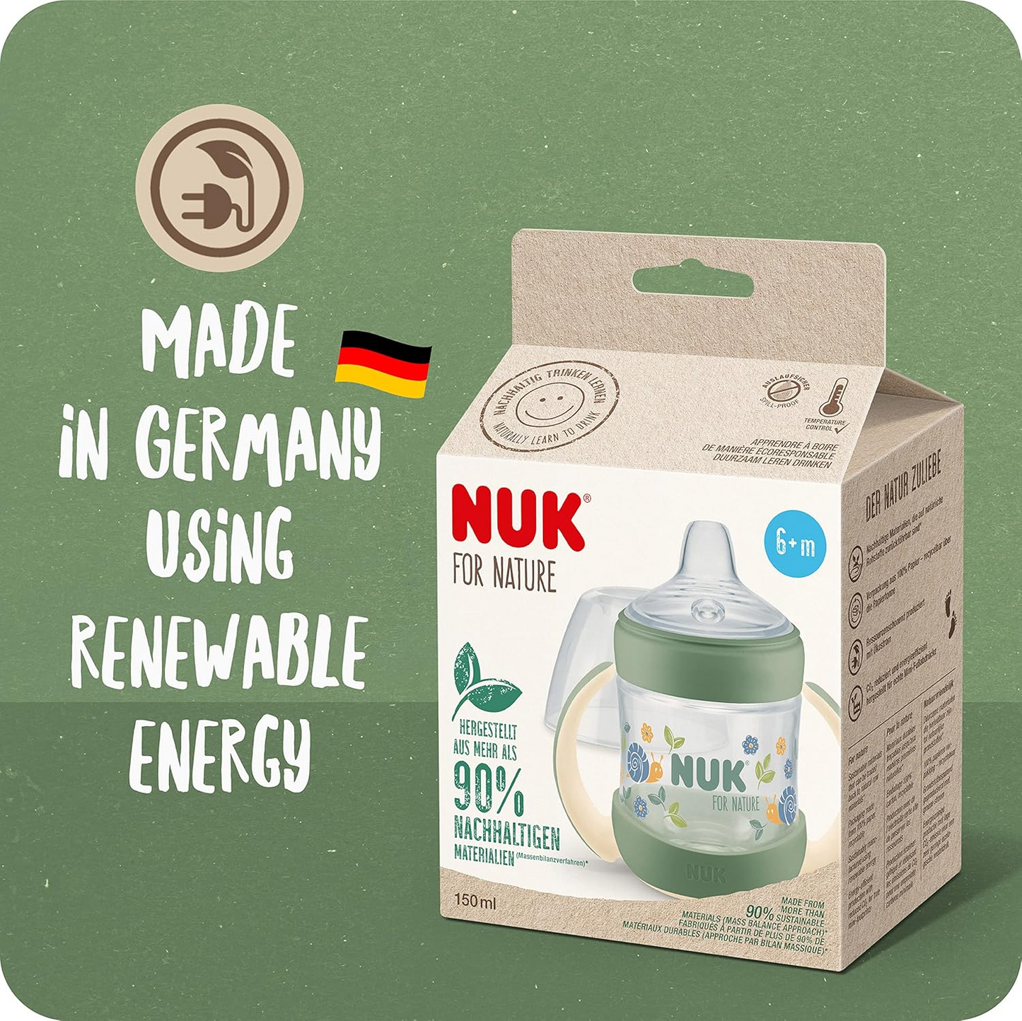 Copo com palhinha NUK First Choice Learner | 6-18 meses | Bocal de silicone à prova de fugas | Ventilação Anti-Cólicas | Livre de BPA | 150ml | Branco e cinzento