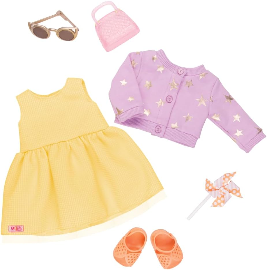 Fato de abertura da nossa geração – Fato de bailarina de luxo com fita para a cabeça e coroa para bonecas de 45 cm – Conjunto de 7 peças de roupa e acessórios de ballet