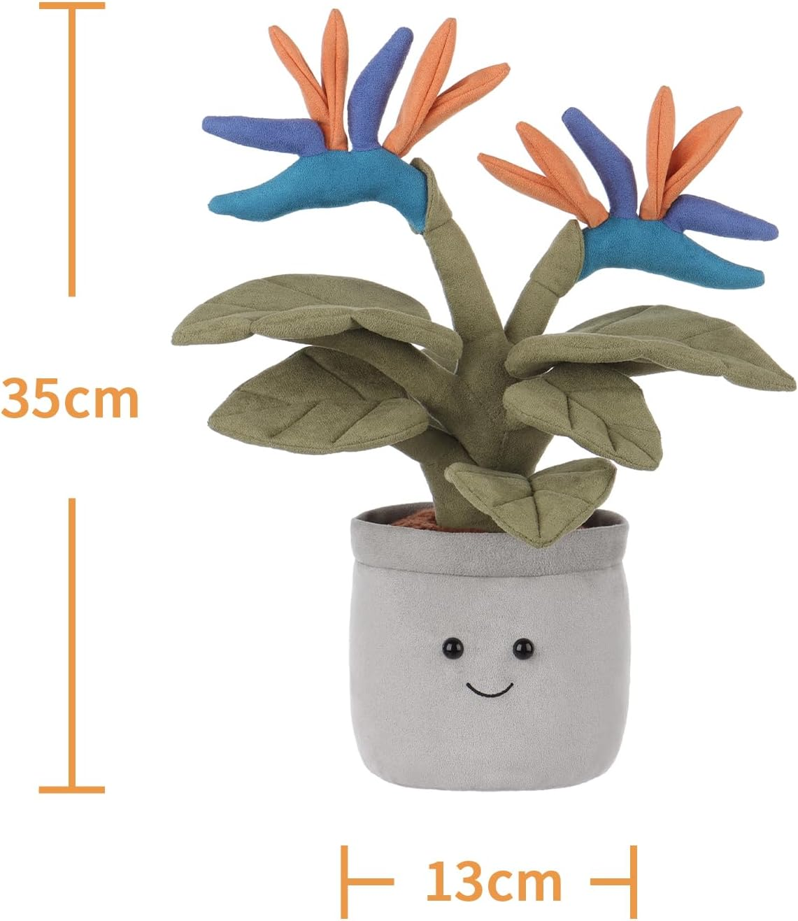 Ave do paraíso em vaso de cordeiro damasco, animais de peluche para crianças, brinquedos de peluche fofos e macios para bebés, menina e menino, planta fofa em vaso de pássaro do paraíso, verde, 13,8 polegadas