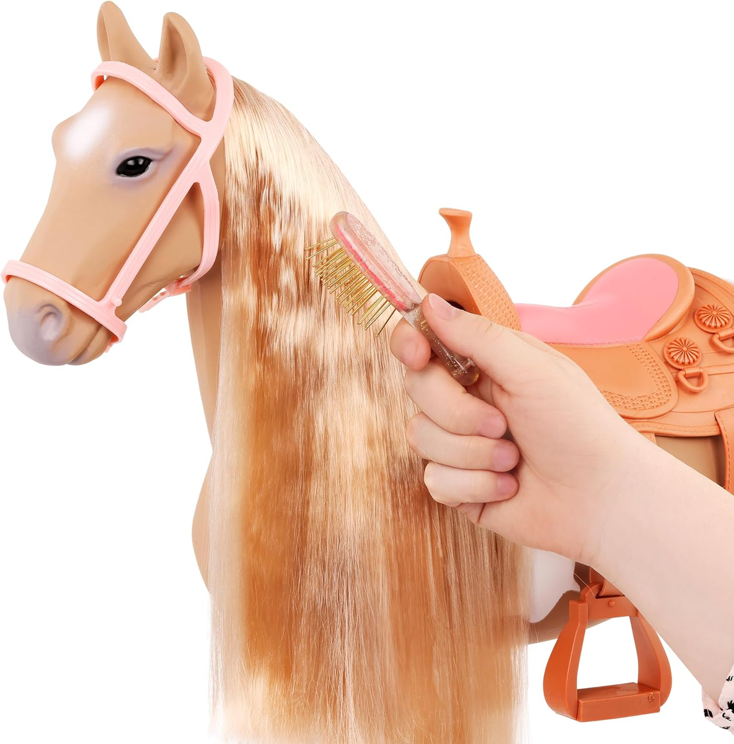 Our Generation - Palomino Hair Play Doll Horse Playset - Cavalo de brinquedo de 50 cm para bonecas da moda com crina longa e acessórios para pentear