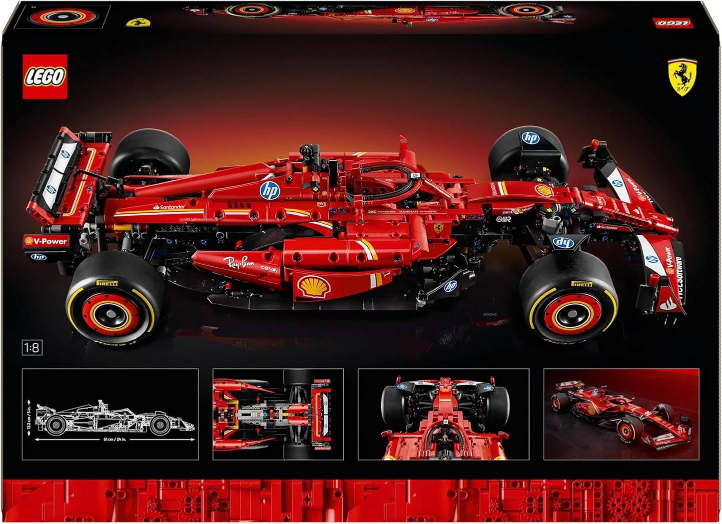 LEGO Technic Ferrari SF-24 F1 Car Model - Conjunto colecionável de Fórmula 1 com motor V6 à escala 1:8, caixa de velocidades, direção e DRS - Ideia de presente para fãs de corridas adultos e adolescentes 42207