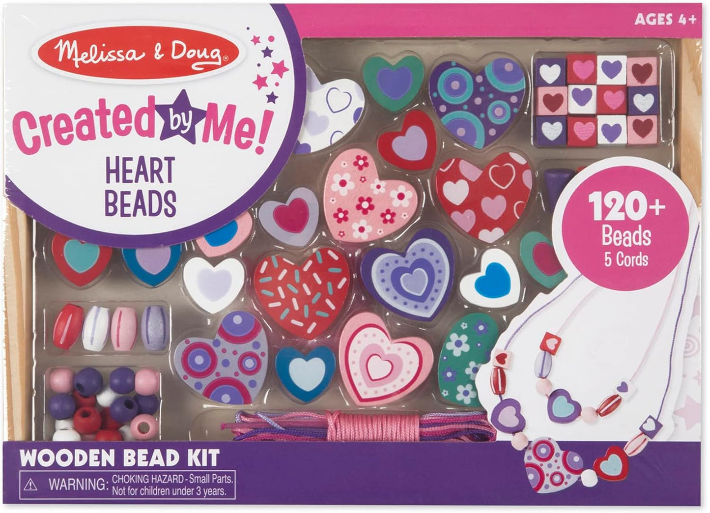 Melissa & Doug Conjunto de miçangas artesanais com colar de borboleta | Contas de madeira para pulseira da amizade/kit de fabricação de joias | Artes e ofícios para crianças de 5 anos | para meninas ou meninos