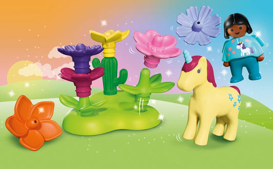 Playmobil | JÚNIOR | JÚNIOR: Jardim de Fadas com Unicórnio | Conjunto de Jardim Mágico com Fada, Unicórnio e Flores Empilháveis | Para Crianças a partir de 1 Ano | 72087