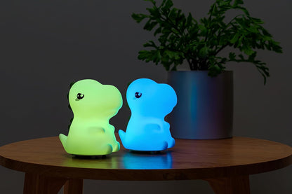Groov-e Cuties - Rory Dinosaur - Luz noturna LED que muda de cor com temporizador de 30/60 minutos - 7 cores - Toque para usar - Bateria recarregável de 12 horas ou alimentada por USB - para bebês, crianças pequenas e crianças