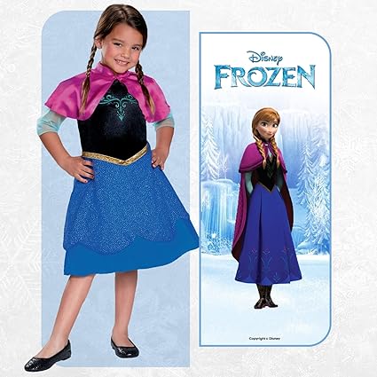 DISGUISE Disney Official Frozen Travelling Anna Traje padrão infantil, vestido de princesa para meninas