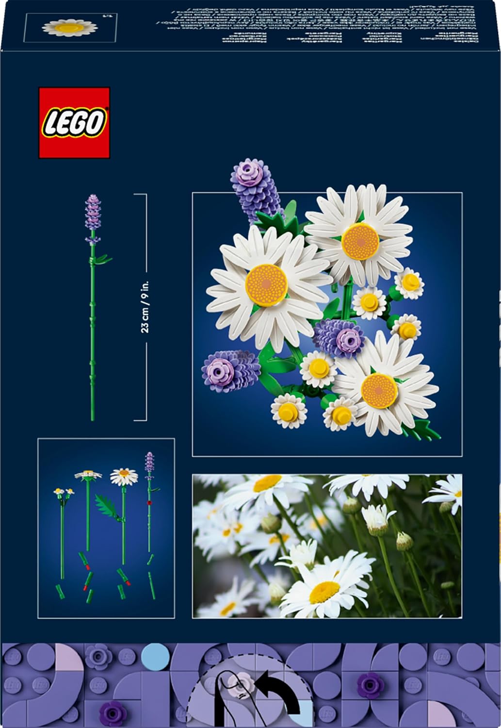 LEGO Botanicals Margaridas - Buquê de Flores Artificiais - Presente para o Dia das Mães, incluindo Margaridas e Lavanda Artificiais - Decoração DIY para Quarto - Kit de Artesanato para Meninas a partir de 9 Anos e Amantes de Flores Adultos - 11508
