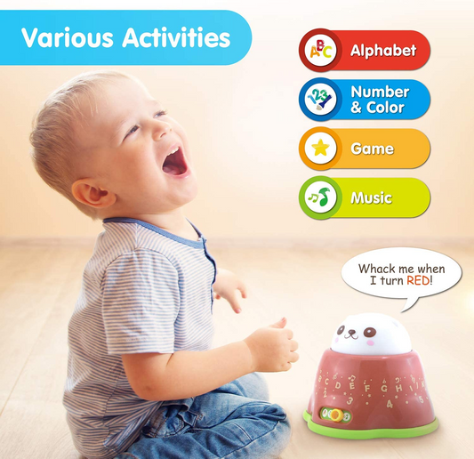 BEST LEARNING Whack & Learn Mole - Juguete educativo interactivo iluminado para niños de 6 a 36 meses, bebés y niños pequeños - Aprende alfabeto, colores, números, luz nocturna y juego de música para bebés