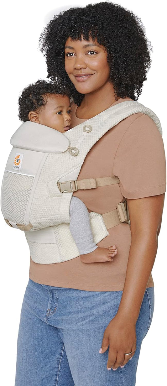 Ergobaby Porta-bebês Adapt para recém-nascidos desde o nascimento, SoftFlex Mesh 3 posições Porta-bebês ergonômico porta-bebês, bege natural, 1 unidade