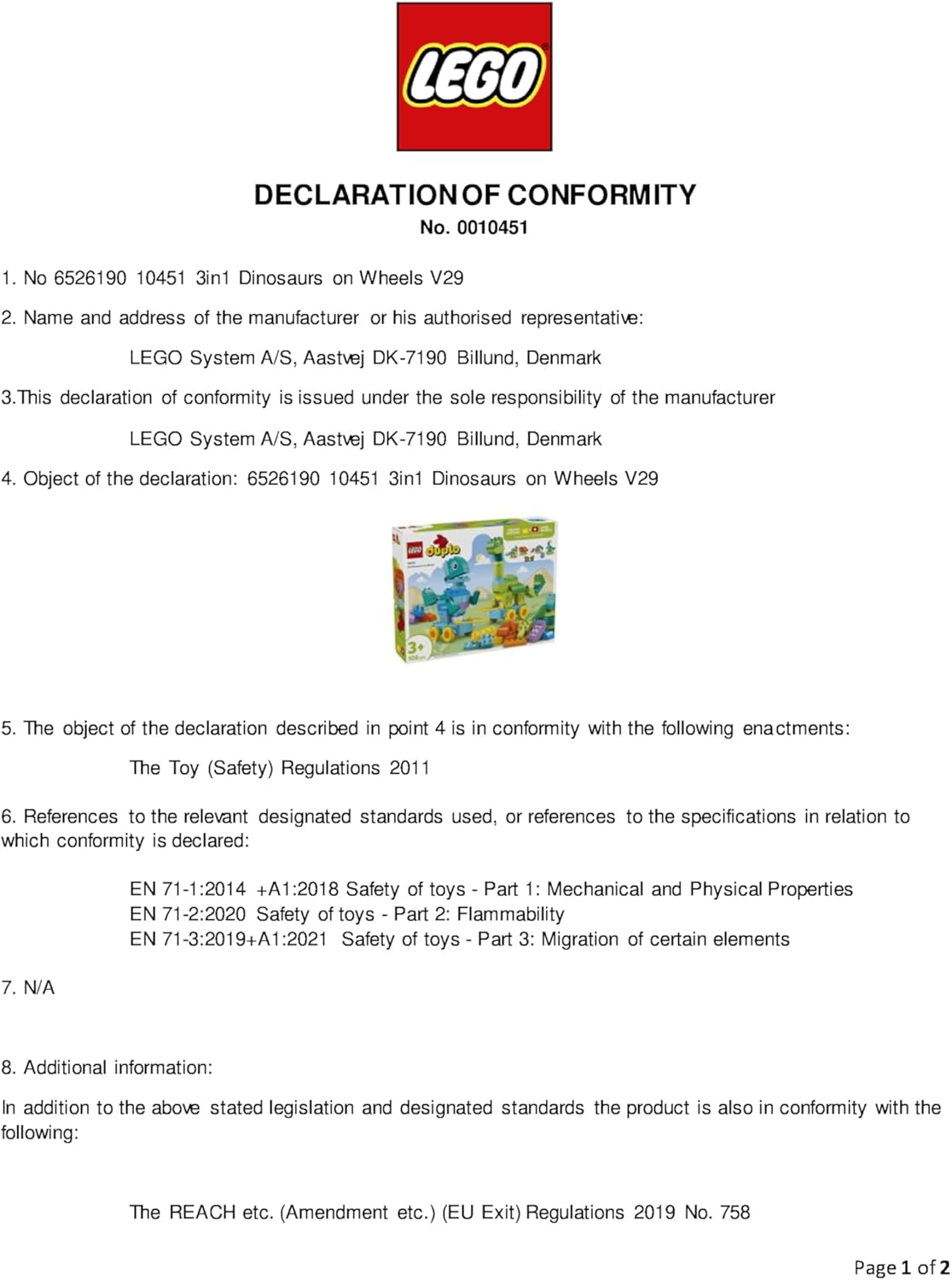 LEGO DUPLO 3 em 1 Dinossauros sobre Rodas - Brinquedo Educativo para Meninos e Meninas a partir de 3 Anos para Construir Figuras de Dinossauros Diplodoco e T. Rex, Triceratops e Estegossauro ou Pteranodonte e Parassaurolofo - 10451