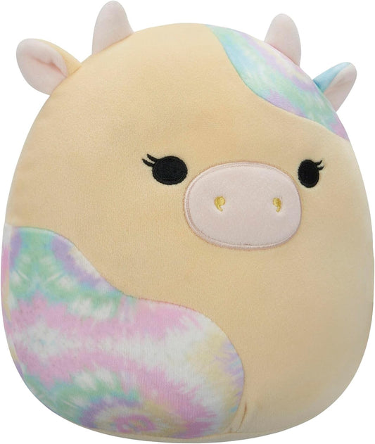 Squishmallows Original Rina, a Vaca Amarela com Manchas Tie-Dye, de 7,5 Polegadas – Pelúcia Oficial da Jazwares