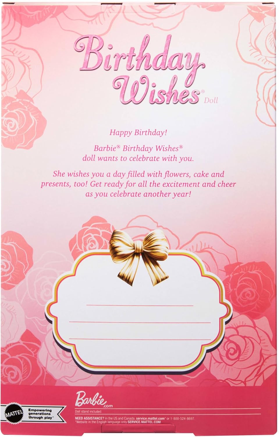Barbie Boneca Signature Birthday Wishes, boneca colecionável da moda em vestido rosa acetinado com cabelo castanho ondulado e embalagem para presente, JBJ08