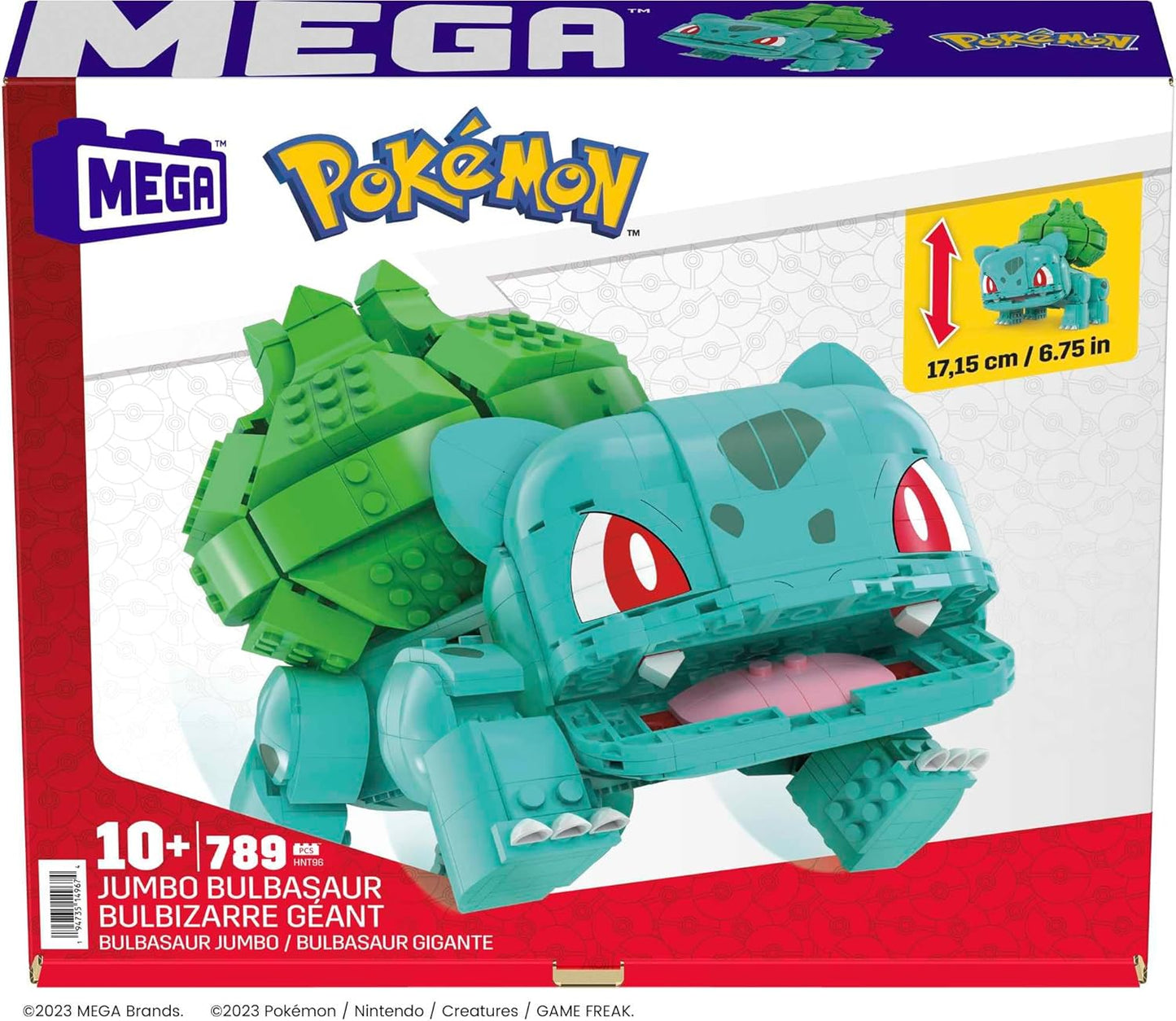 MEGA Brinquedos de construção de bonecos de ação Pokémon para crianças, Jumbo Bulbasaur com 355 peças, montável e articulável, 7 polegadas, ideia de presente para crianças de 7 anos