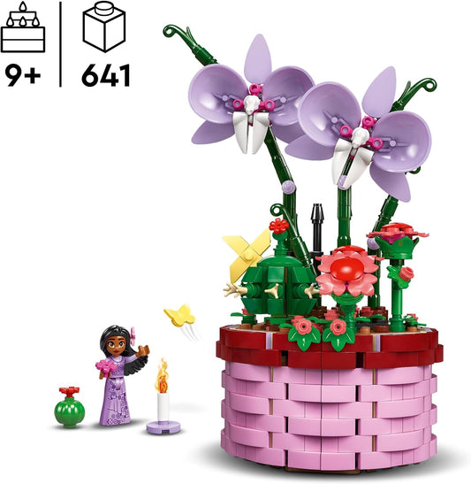 LEGO | Vaso de flores Disney Encanto Isabela, brinquedo de flor de orquídea montável para crianças, meninas e meninos de 9 anos ou mais, com miniboneca de personagem de filme e cacto, divertido presente de aniversário 43237