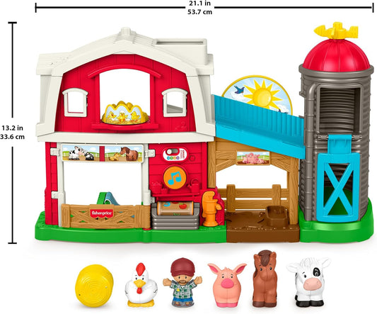 Fisher-Price Little People Caring for Animals Farm. Interactive playset with Smart Stages learning for toddlers and kids. Ages 1-5 years. English, French, German, Italian, Dutch edition. JGX08