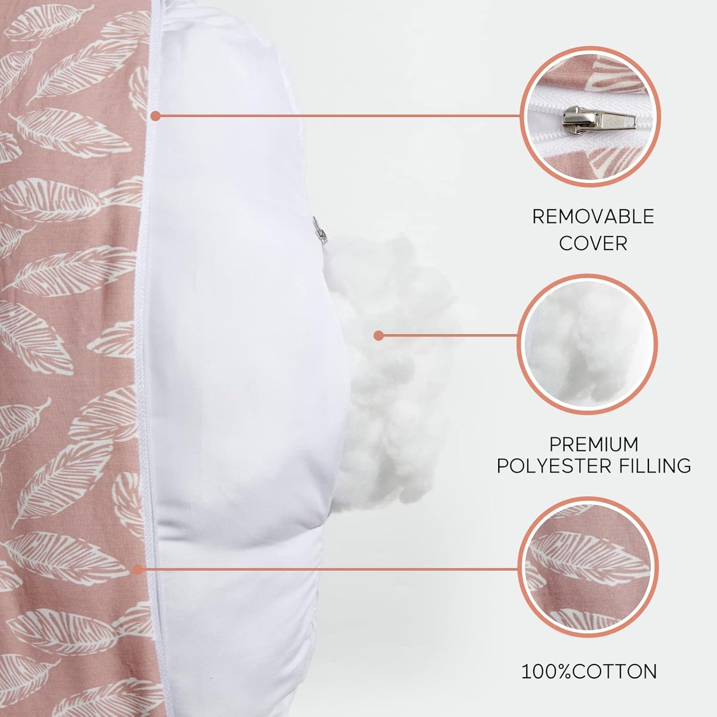 Momcozy Almofada de Amamentação com Suporte Ergonômico e Barreira de Segurança Original para a Segurança do Bebê - Facilitando e Proporcionando Conforto à Mãe e ao Bebê - Capa de Algodão Removível, Rosa