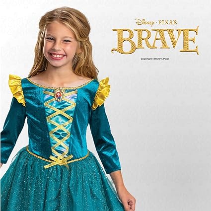 DISGUISE Fantasia oficial de luxo Merida da Disney para crianças, vestido de princesa para crianças tamanho S