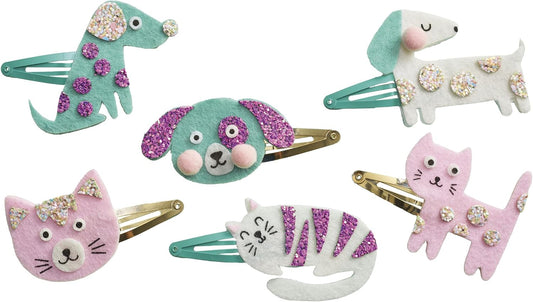 Janod - Conjunto de 6 prendedores de cabelo para criar - Gato e Cachorro - Les Ateliers Bijoux - Kit de Lazer Criativo Infantil - Motricidade fina e criatividade - A partir de 5 anos - J09181
