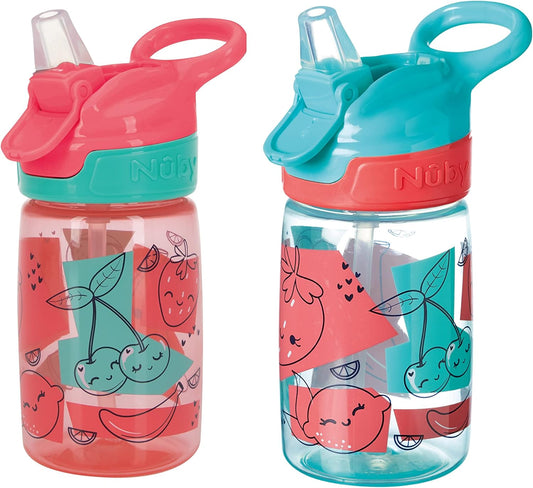 Botella de agua Nuby Incredible Gulp - Vaso antiderrames para niños pequeños | 360ml/12oz | Correa de transporte Super Quench y botella de agua - Vaso antiderrames para niños pequeños | 540ml/19oz