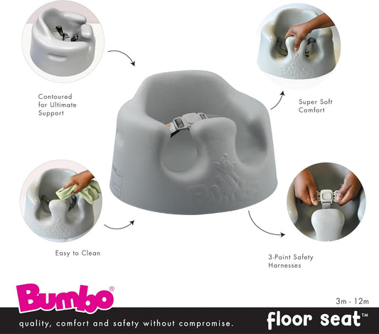 Bumbo Asiento de suelo para bebé con arnés ajustable a partir de 3 meses - Asiento para bebé Sit Me Up - Silla de suelo para bebé - Gris