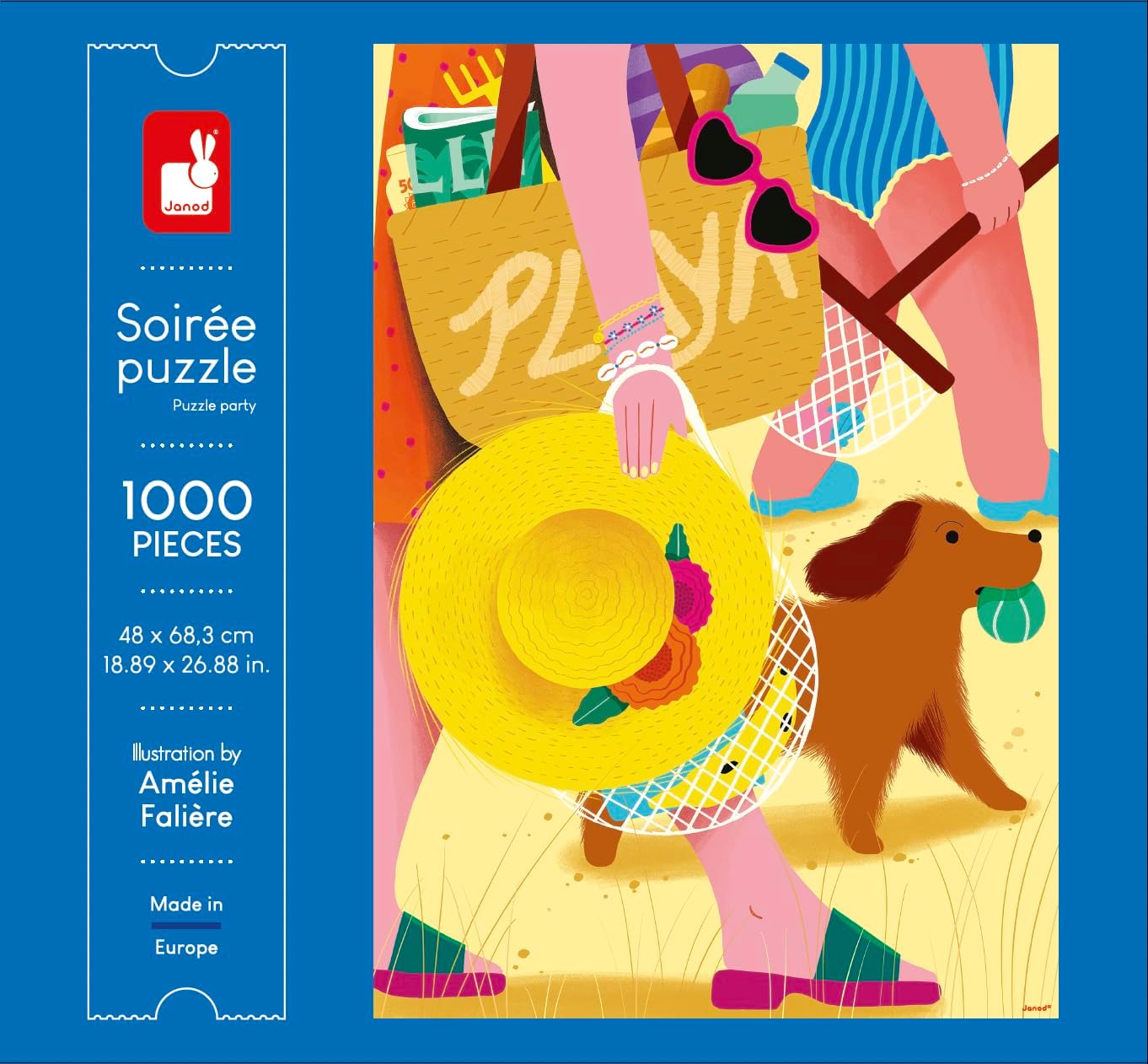 Janod - Quebra-cabeça de 1000 peças para adultos, adolescentes e crianças - Passeio na praia - Desenvolve paciência e destreza - Fabricação europeia, tintas vegetais e certificação FSC - A partir de 8 anos - J02524