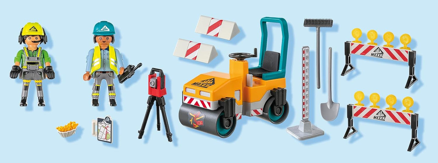 Playmobil | Heróis de Ação | Obras de Estrada | Brinquedo de Construção para Crianças | Conjunto de Construção | Brinquedos para Crianças a partir de 4 anos | 71751