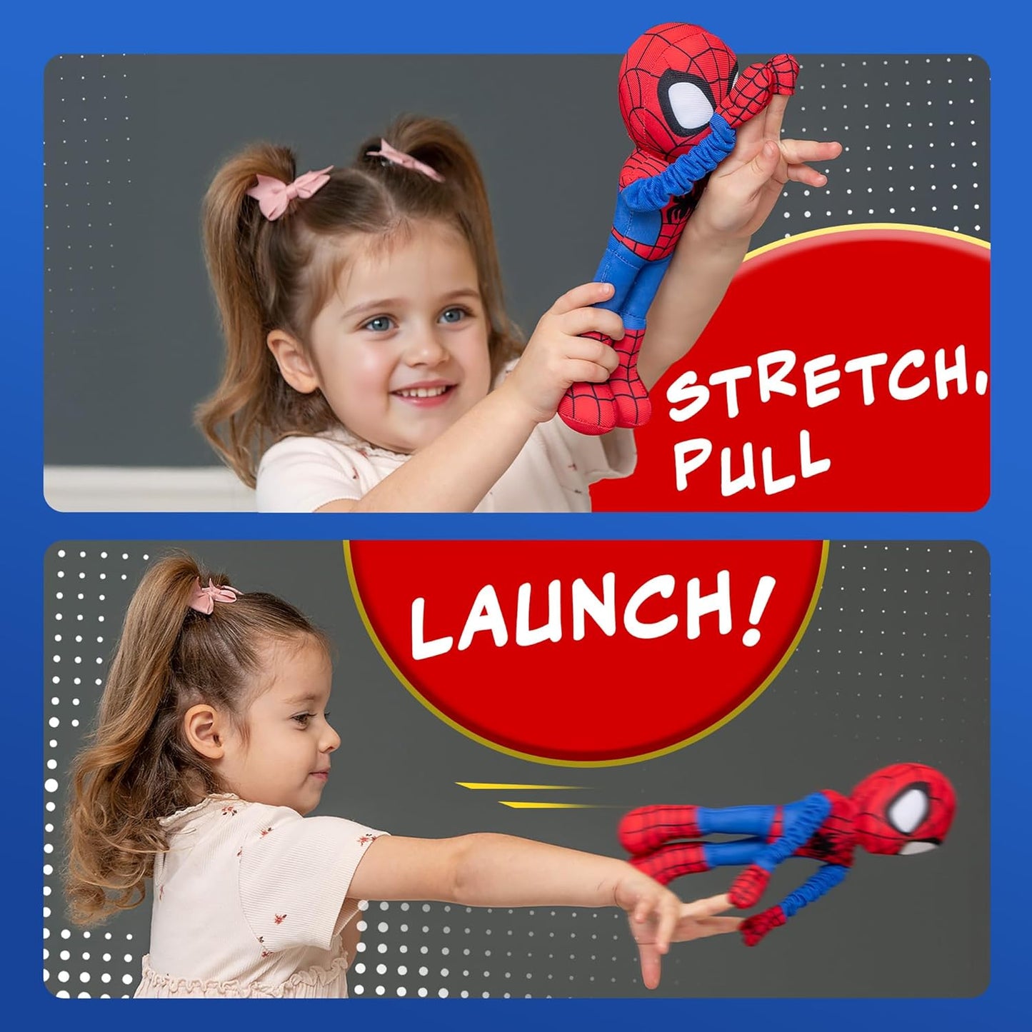 Marvel Homem-Aranha e Seus Incríveis Amigos – Brinquedo de Pelúcia do Homem-Aranha com Estilingue e Som – Braços Extensíveis para Lançamento – Pelúcia Macia e Resistente de Super-Herói para Crianças