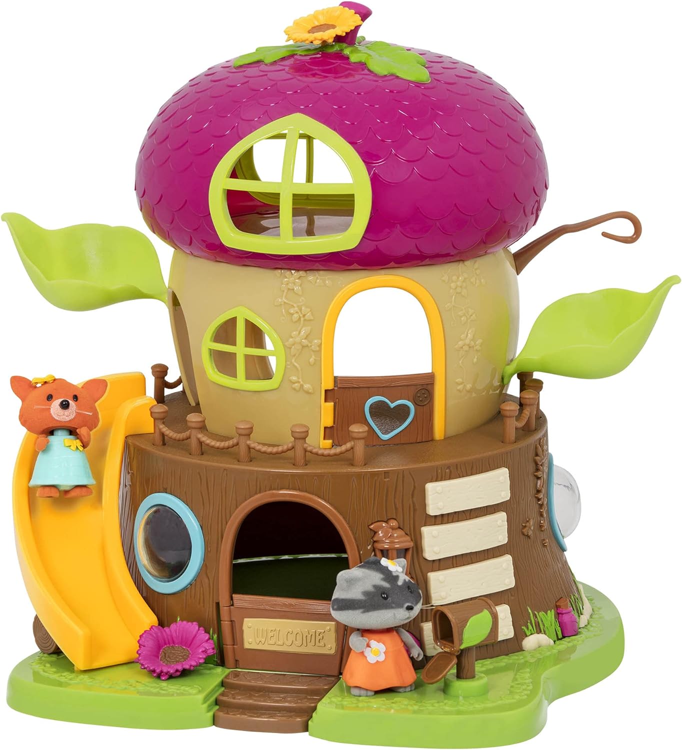 Li'l Woodzeez WZ69121C1Z Estatueta de animal Bobblehead Acorn Conjunto de brinquedos de 19 peças com casa na árvore, personagem e acessórios - casas em miniatura e conjuntos de jogos para crianças de 3 anos ou mais, multi