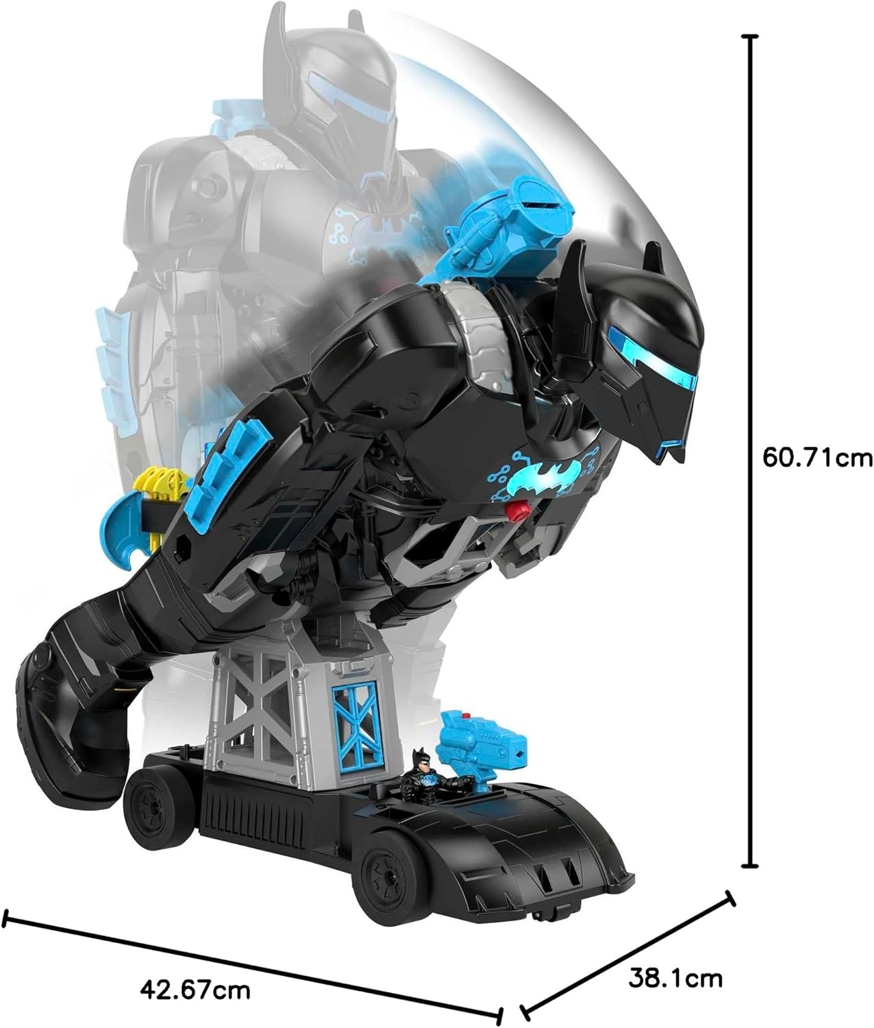 Fisher-Price Imaginext DC Super Friends Bat-Tech Batbot, robô Batman transformável 2 em 1 com luzes e sons para crianças de 3 a 8 anos, HBV67