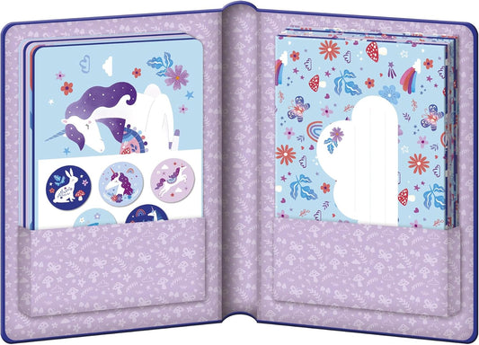 Janod - Conjunto de convites 8 cartões de unicórnio - 8 envelopes - Bolsa de armazenamento e 1 folha de adesivos - Convite de aniversário - Adesivos de unicórnio - Ideal para 8 convidados - 6 anos ou mais - J08933