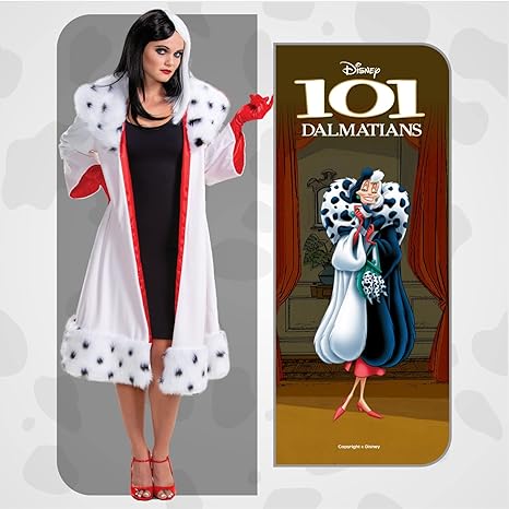 DISGUISE Traje clássico oficial da Disney Cruella Deville adulto, fantasia de Halloween para adultos tamanho M