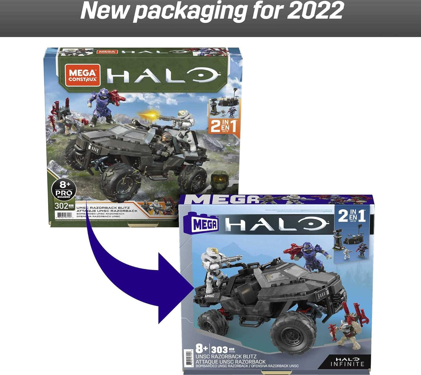 MEGA Halo UNSC Razorback Blitz Vehicle Halo Infinite Construction Set, brinquedos de construção para meninos, GYG59