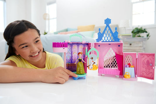 Mattel Disney Frozen Storytime Stackers – Castelo de Arendelle da Anna | Mini-boneca articulada da Anna, figura do Olaf e conjunto de casa de bonecas empilhável com 7 acessórios, inspirado em Disney Frozen, JDP65