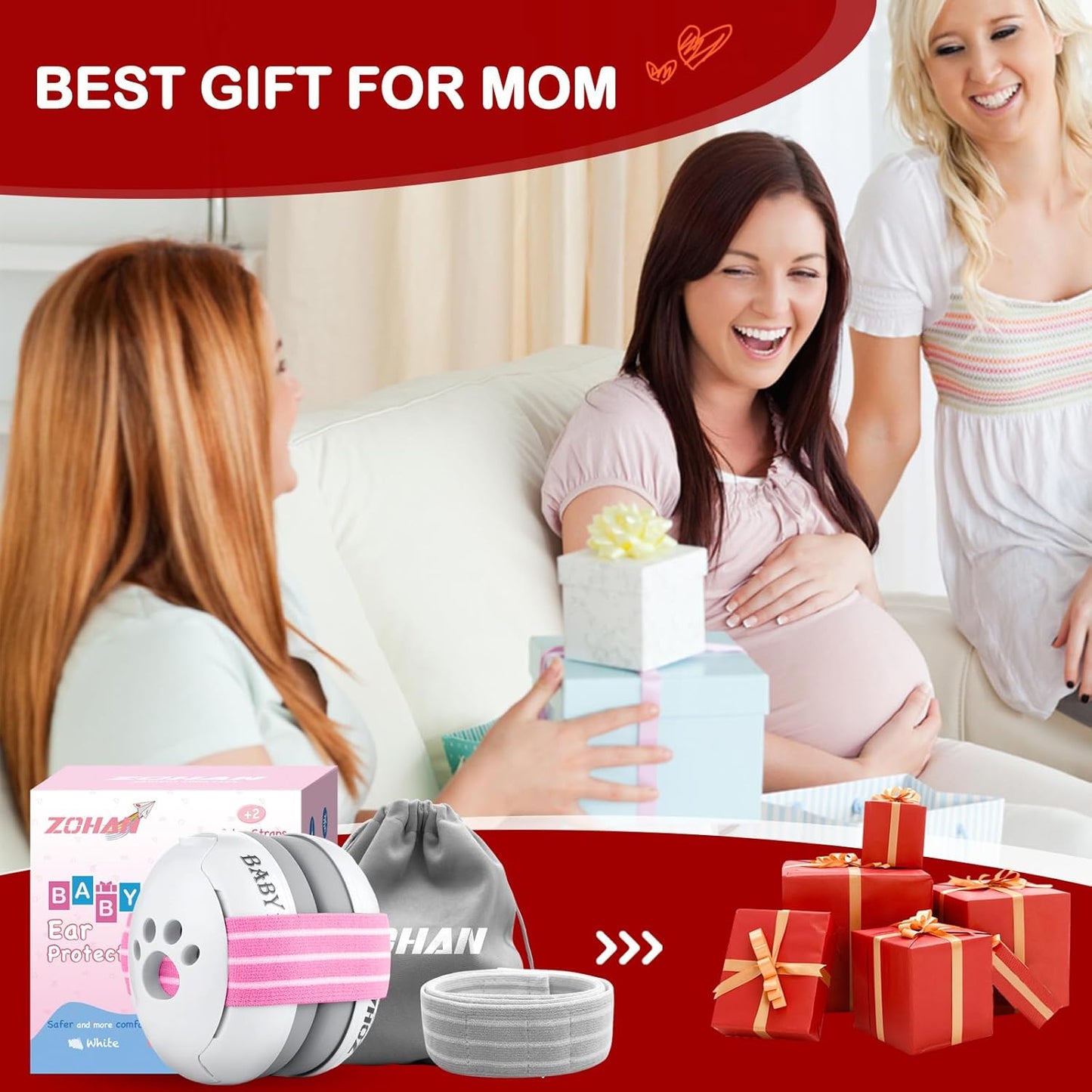 ZOHAN Protetores de ouvido para bebês meninos de 0 a 36 meses Autismo com cancelamento de ruído Fones de ouvido para fogos de artifício de avião dormindo, proteção auditiva para crianças, faixa de cabeça macia ajustável,