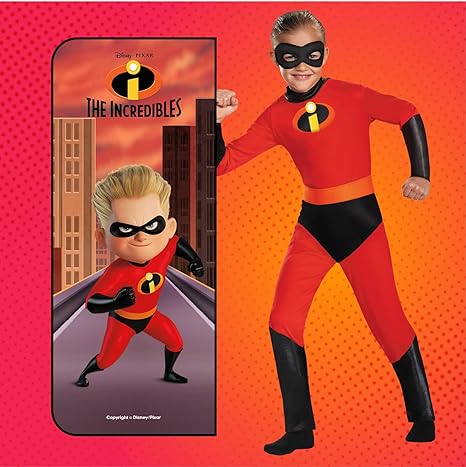 DISGUISE Disney Official The Incredibles Costume Kids, Dash Costume Kids Fancy Dress Up Outfit, Trajes de super-heróis para crianças, Trajes do Dia Mundial do Livro para meninos
