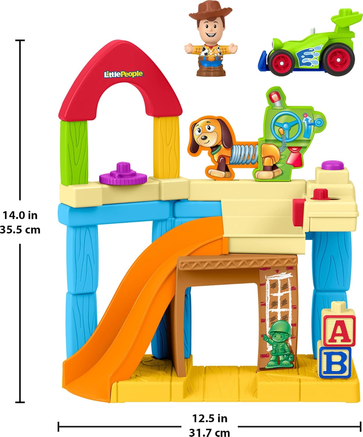 Fisher-Price Brinquedo Infantil Little People Disney & Pixar Toy Story Quarto do Andy com Figura do Woody e Veículo de Controle Remoto para Crianças a partir de 18 Meses, JKB05