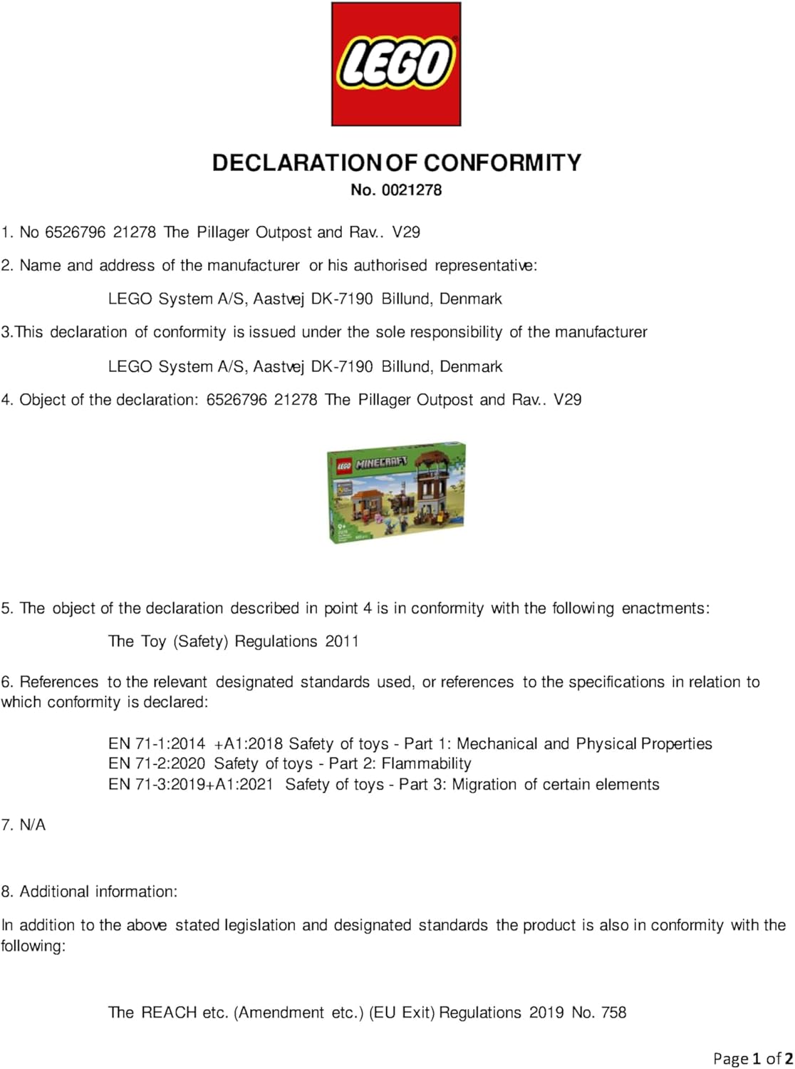 LEGO Minecraft The Pillager Outpost and Ravager - Brinquedo de construção de fortaleza de vila, incluindo uma figura de Ravager articulável com função de mandíbula estalando - Presente para meninos e meninas a partir de 8 anos - 21278