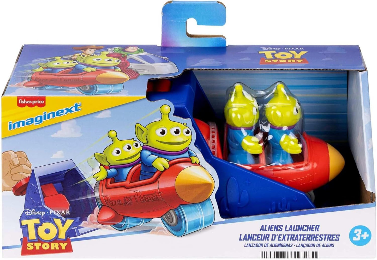 Fisher-Price Conjunto Mattel Imaginext Launcher com figura de ação de 7,6 cm e veículo de brinquedo, inspirado em Toy Story da Disney e Pixar (os personagens podem variar), JKW24