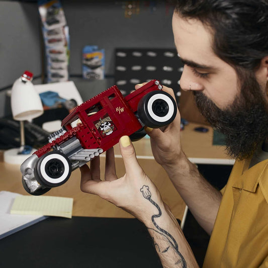 Mega Brinquedo de construção de veículo Hot Wheels colecionável para adultos, agitador de osso em escala 1:18 com modelo fundido para fãs e colecionadores