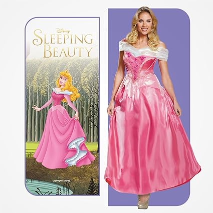 DISGUISE Disney oficial clássico bela adormecida princesa aurora traje adulto, conto de fadas fantasia vestir-se roupa vestido de princesa para mulher tamanho m