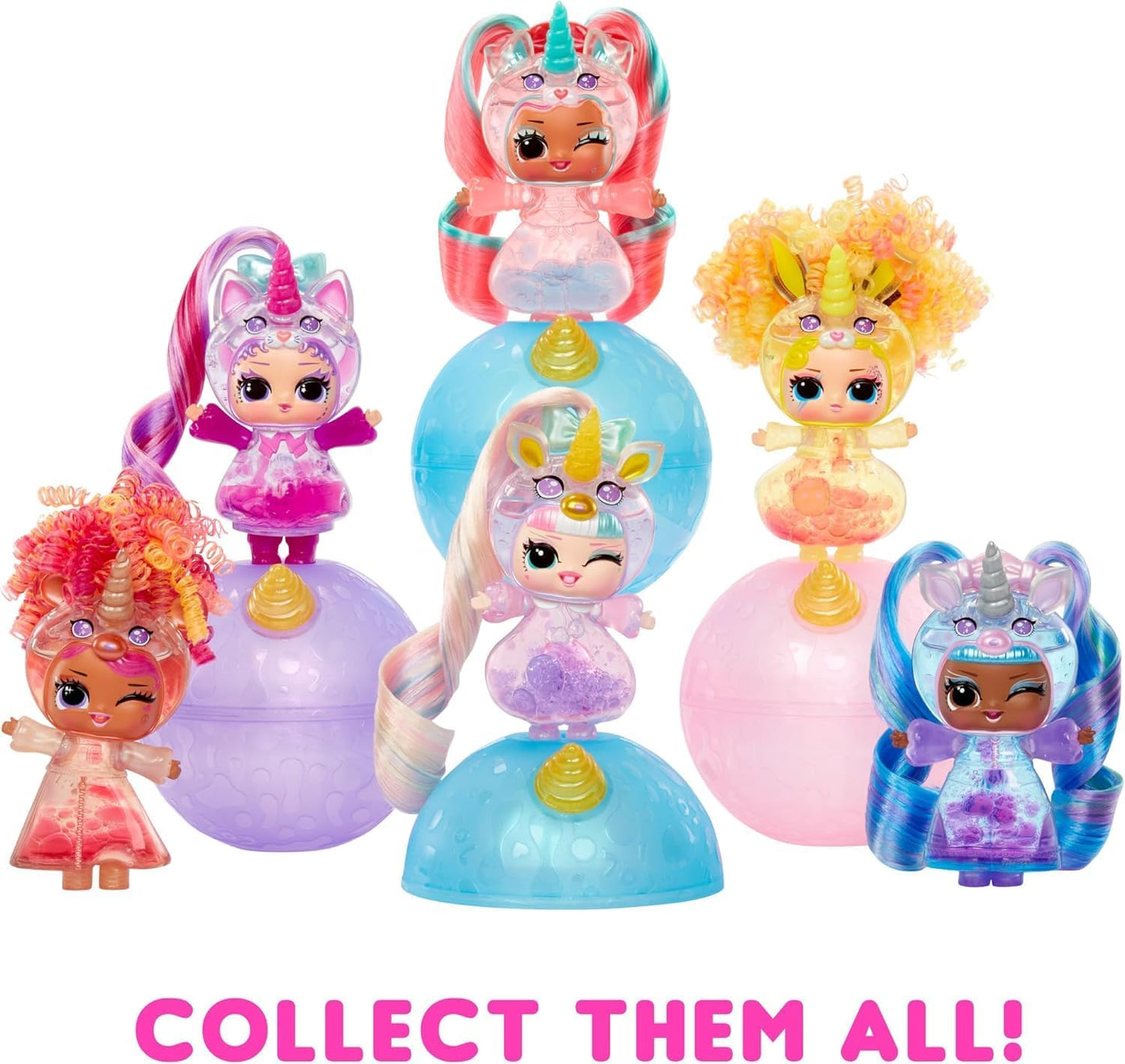 L.O.L. Surprise! Unicorns Tots - Inclui 1 boneca, com experiência de lâmpada de lava e recursos transparentes, embalagem cega, 8 bonecas para colecionar, vem com 2 poções coloridas, presente ideal para crianças de 4 anos ou mais