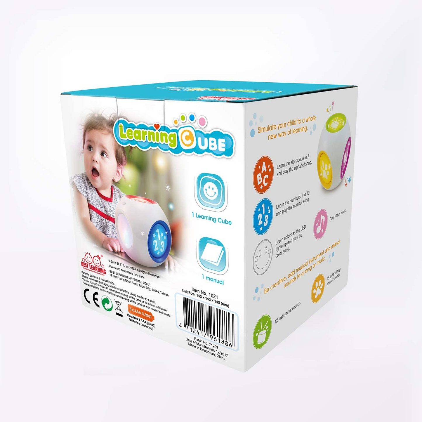BEST LEARNING Cubo de Aprendizagem - Brinquedo de Bloco de Centro de Atividade Musical Educacional para Bebês Bebês Crianças de 6 a 12 meses e acima | Presente ideal para brinquedos de bebê de 1 ano | Primeiro presente de aniversário de menino ou menina