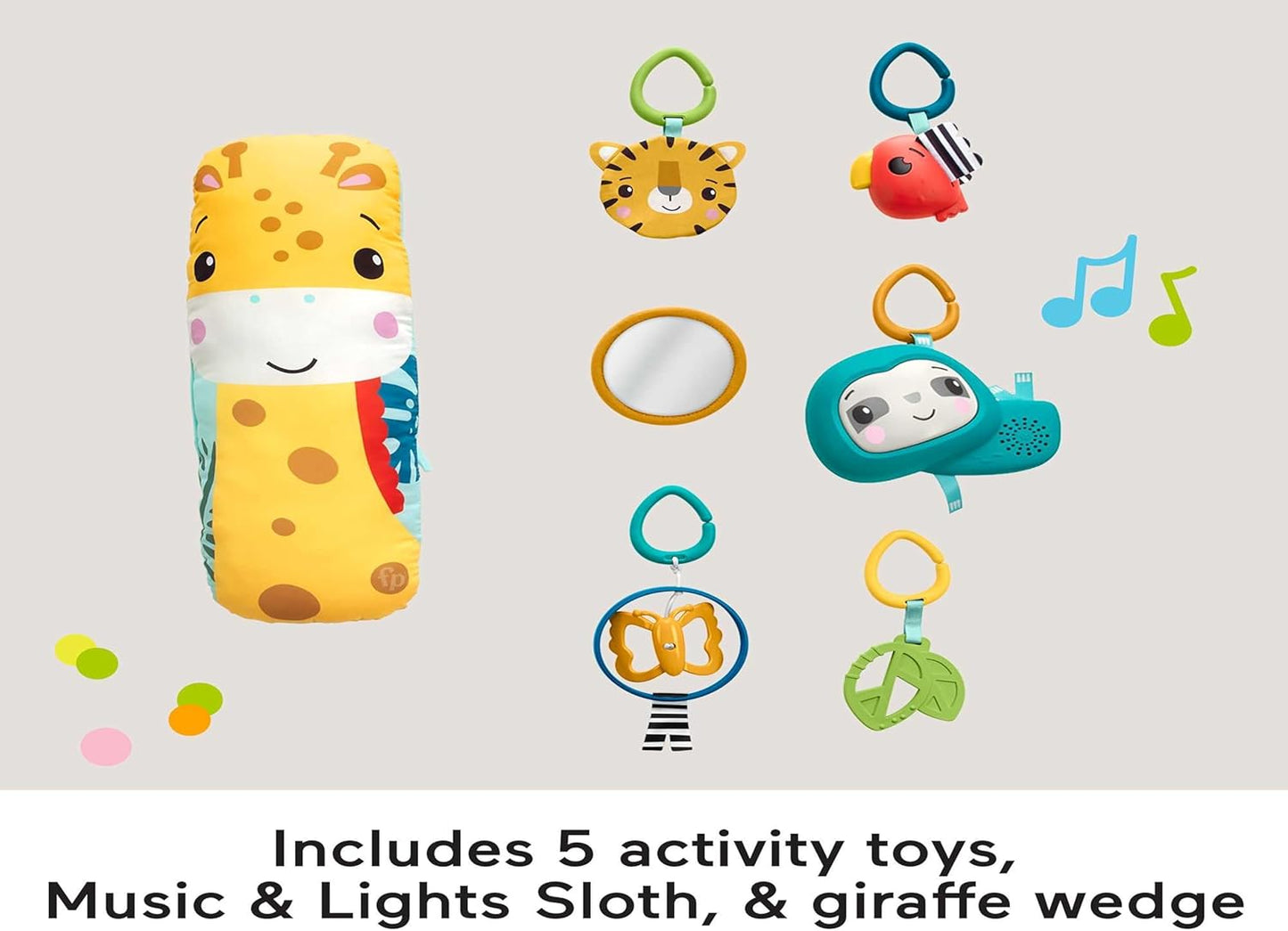Tapete de Atividades Sensorial 3 em 1 Fisher-Price com Tema Floresta Tropical | Tapete de Atividades para Bebês e Crianças Pequenas com Bicho-Preguiça Musical Iluminado, Brinquedos e Tapete Confortável para Atividades na Selva HJW08