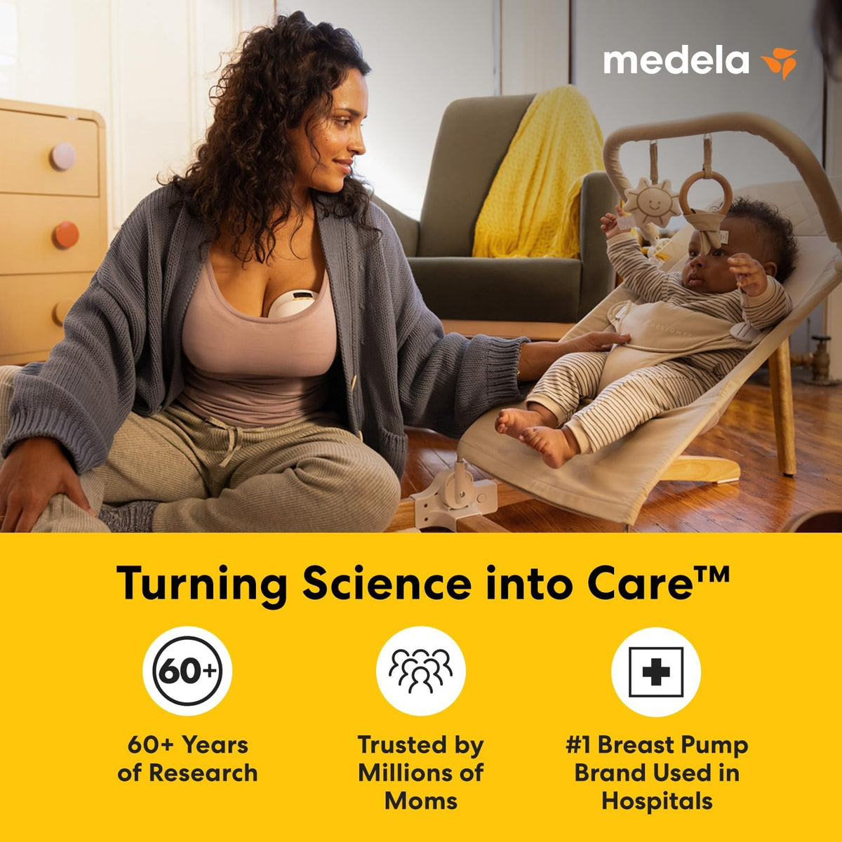 Bomba tira-leite individual vestível Medela Melody InBra, com uso sem as mãos – ajuste ultramacio, facilidade para extrair e armazenar, sistema tudo em um, desempenho potente, 2 modos e 9 níveis, funis de silicone, porta USB-C